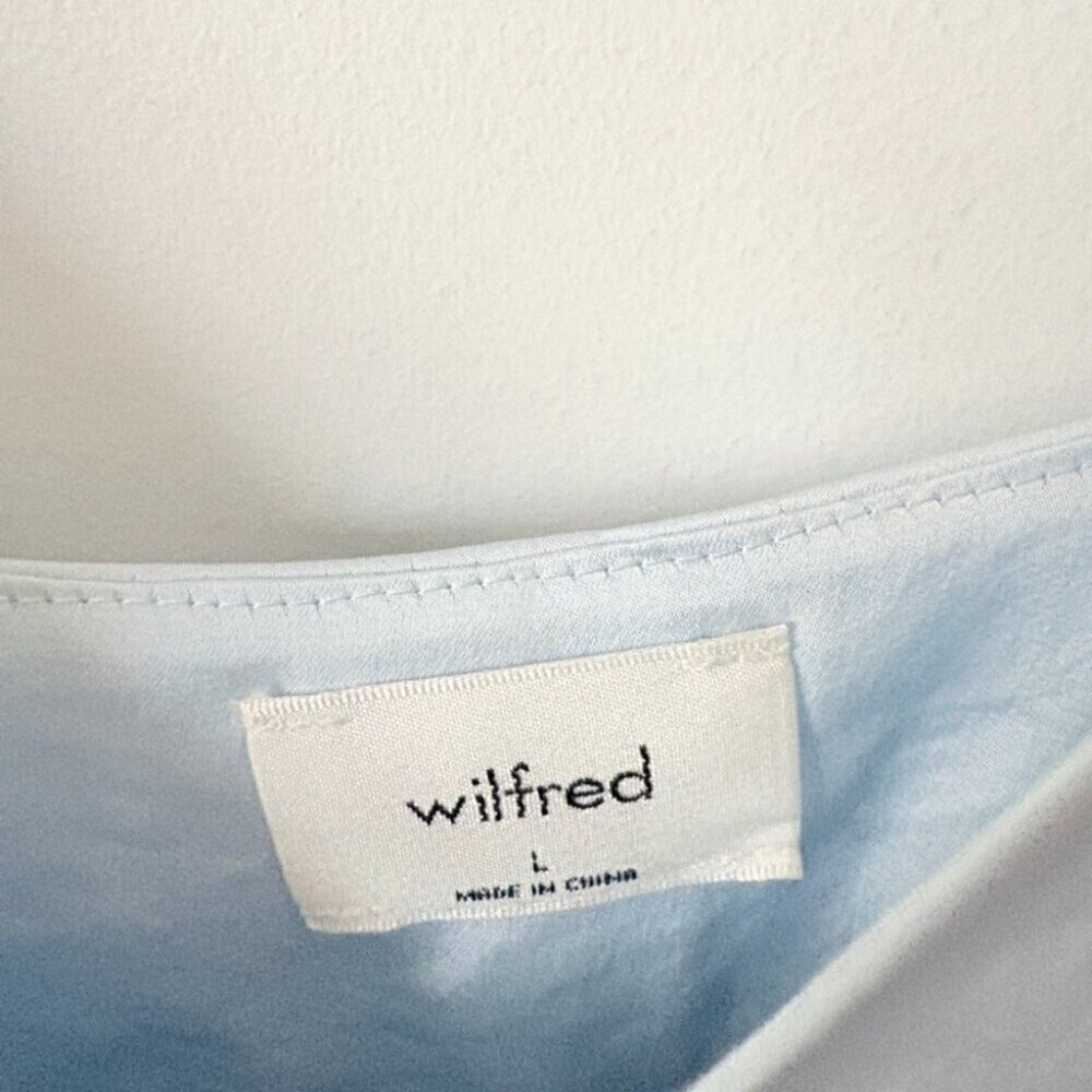 Aritzia Wilfred Lover Satin Babydoll Dress Light Baby Blue Size Large - Picture 9 of 10